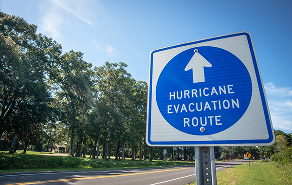 Hurricane Evacuation Route Sign